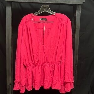 New York & Co- Hot Pink Drapey Polyester With Bell Sleeves